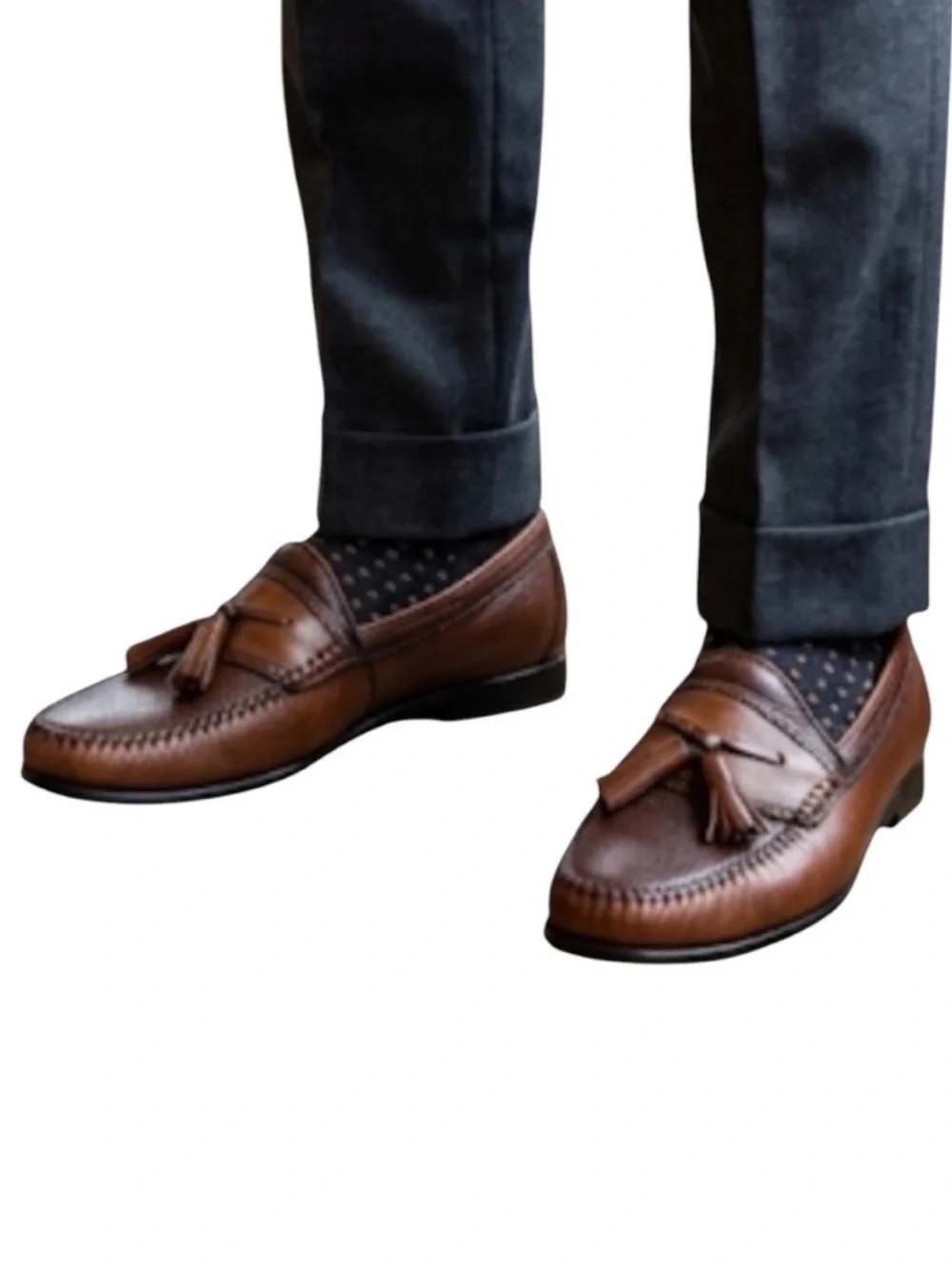 Brass Boot Handmade Leather Tassel Loafers Brown Men's 8.5 M Shoes Academia O